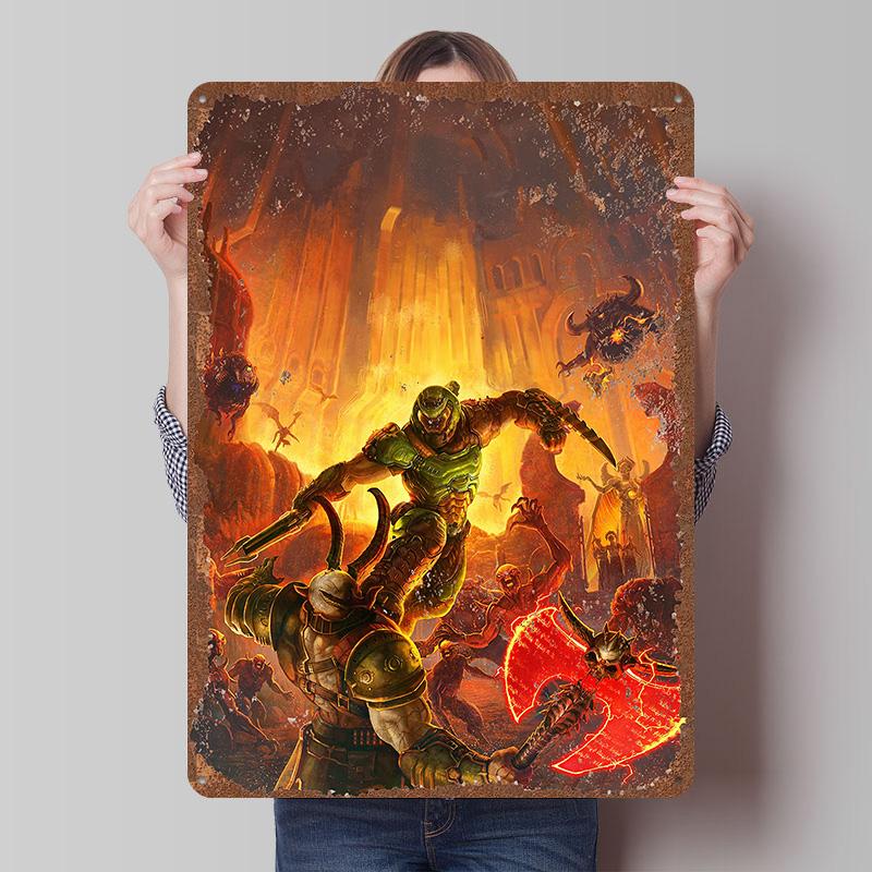 DoomS Tinplate Posters Custom Wall Art Vintage Metal Signs Retro Tin Plaque for Bedroom Decoration Gaming Home Decor Accessories