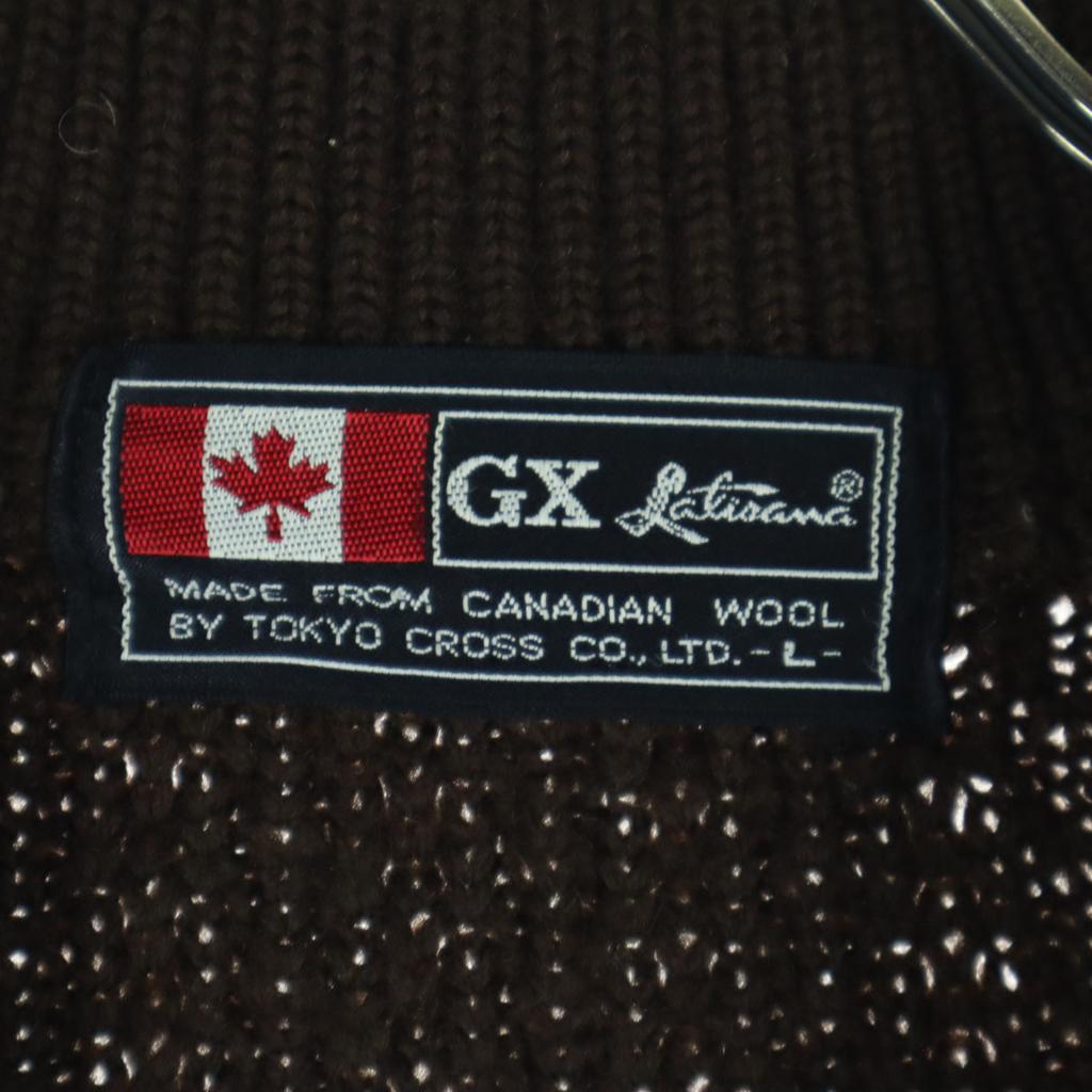 TOKYO CROSS Two-tone color Long sleeve knit cardigan L Brown Men's Used