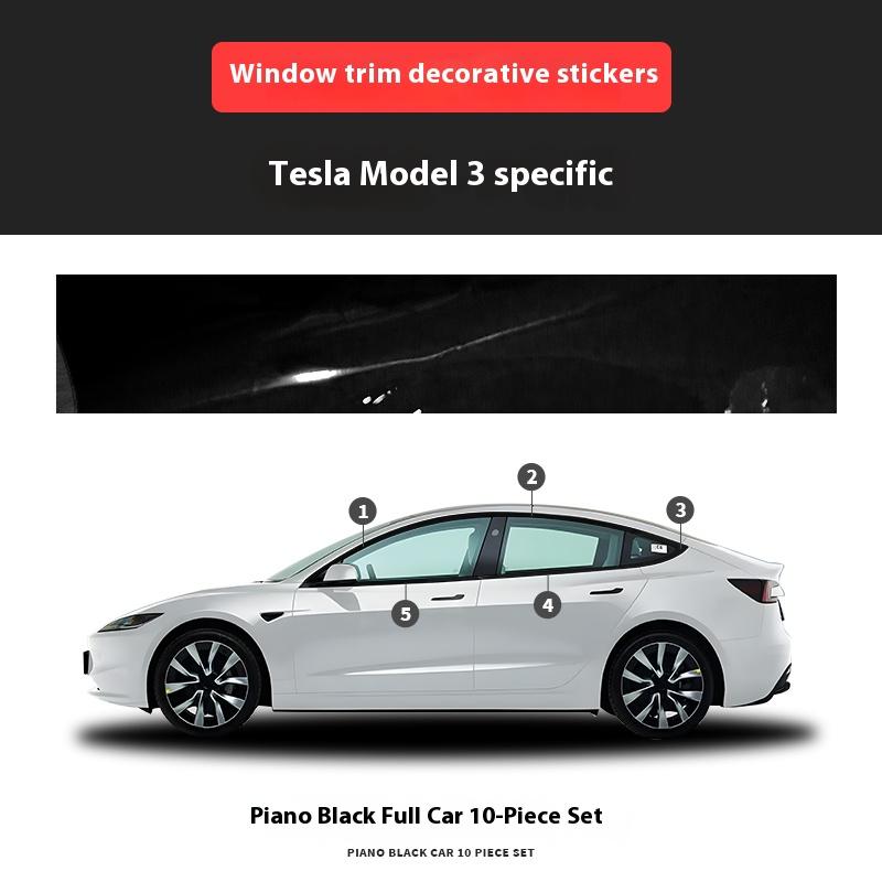 For Tesla Model 3/Y Window Trim Chrome Delete Vinyl Wrap Kit Gloss Black Pink Carbon Fiber Style Auto Accessory for Enhanced