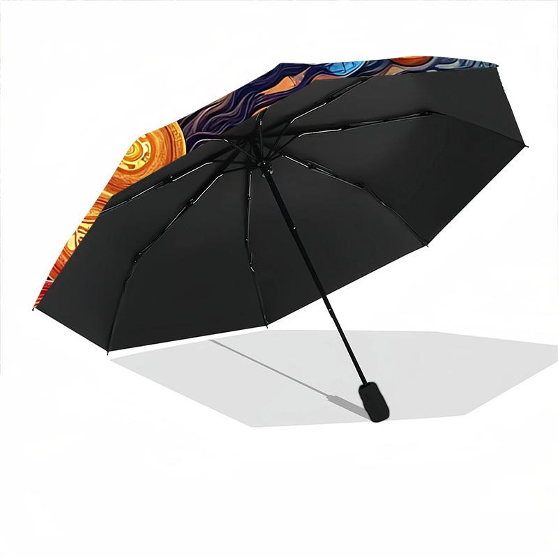 1pc Tree Mandala Automatic Folding Umbrella Durable Iron Frame,All Seasons Home Travel Outdoor Multifunctional Umbrella yy251115070