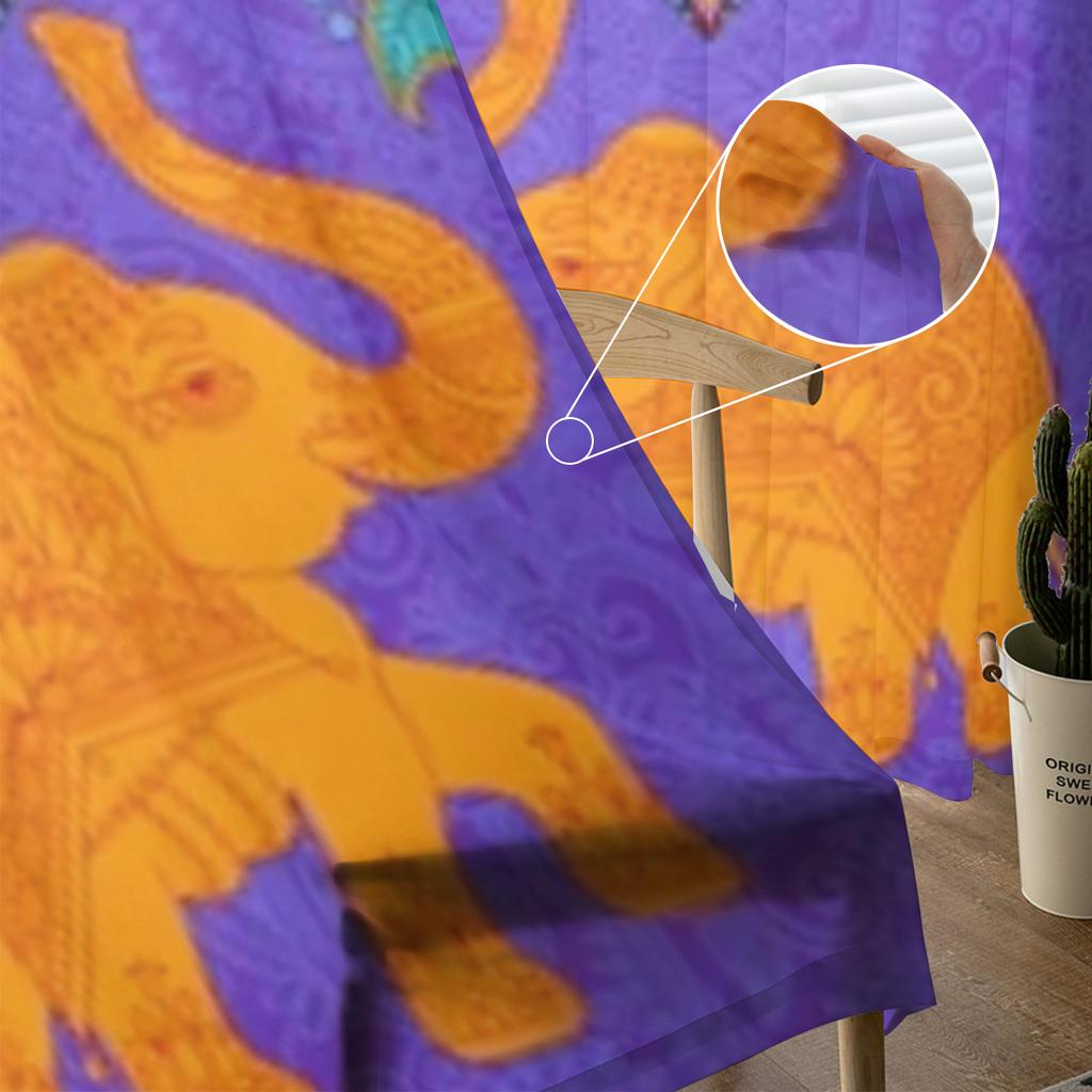 Muster mit Elefanten Transparente Fenstervorhänge für Wohnzimmer Schlafzimmer Voile Tüll Vorhänge Stoffdraperien für Küche