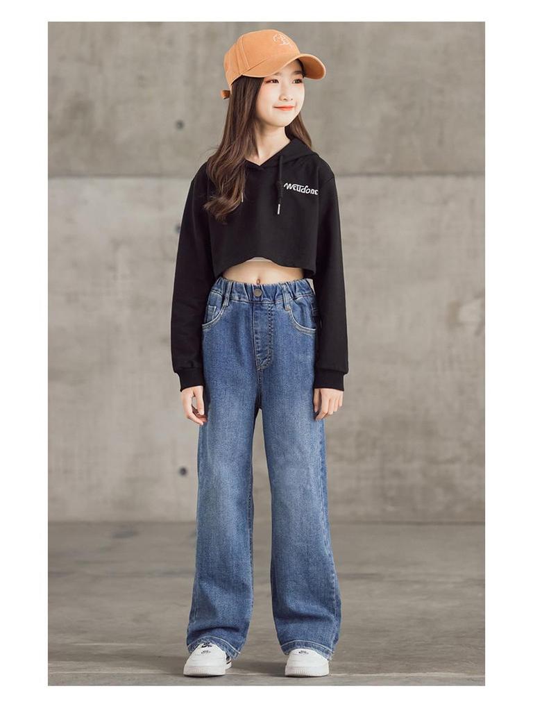 2023 Trendy Girls' Loose Straight-Leg Jeans - Autumn Korean Style Casual Long Pants