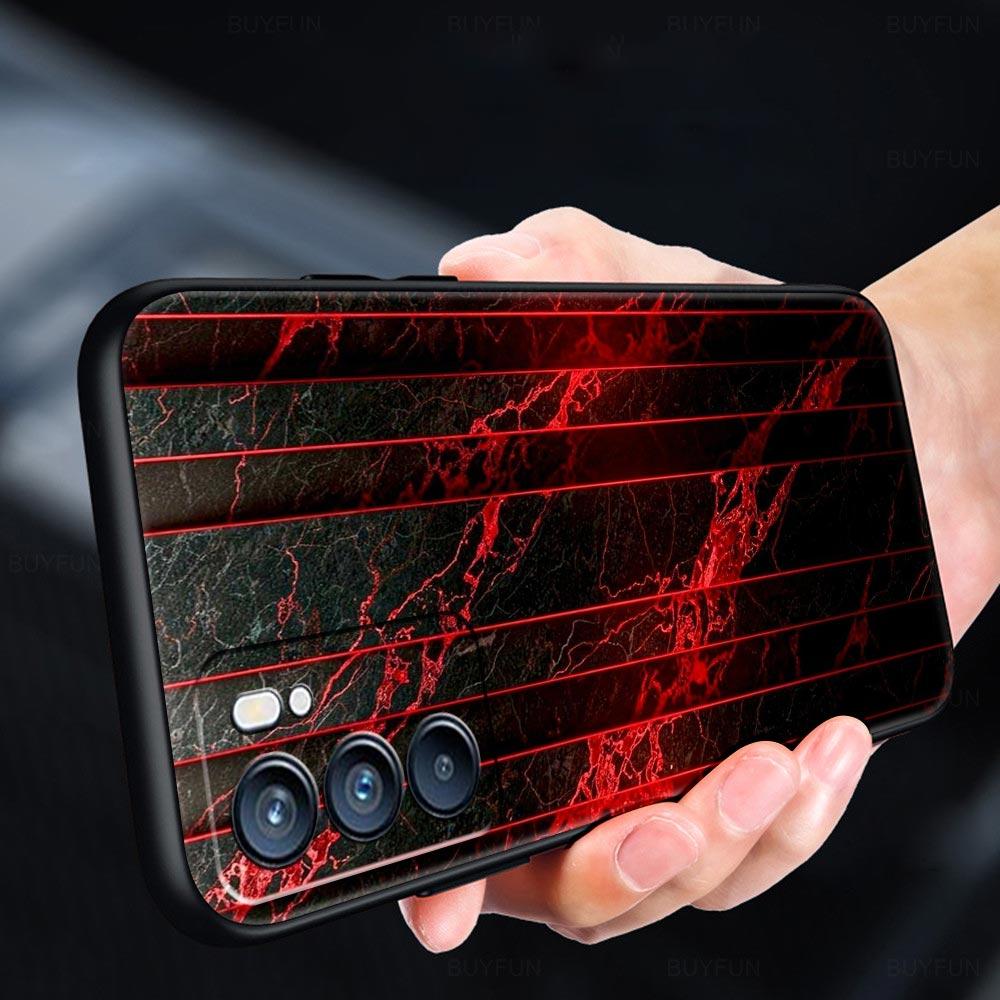 Black Red Ripple Art Phone Case For Oppo Reno 13 12 11 10 7 F Find X5 X6 A98 A80 A79 A78 A57 A54 A31 A17 Pro 5G Soft TPU Cover