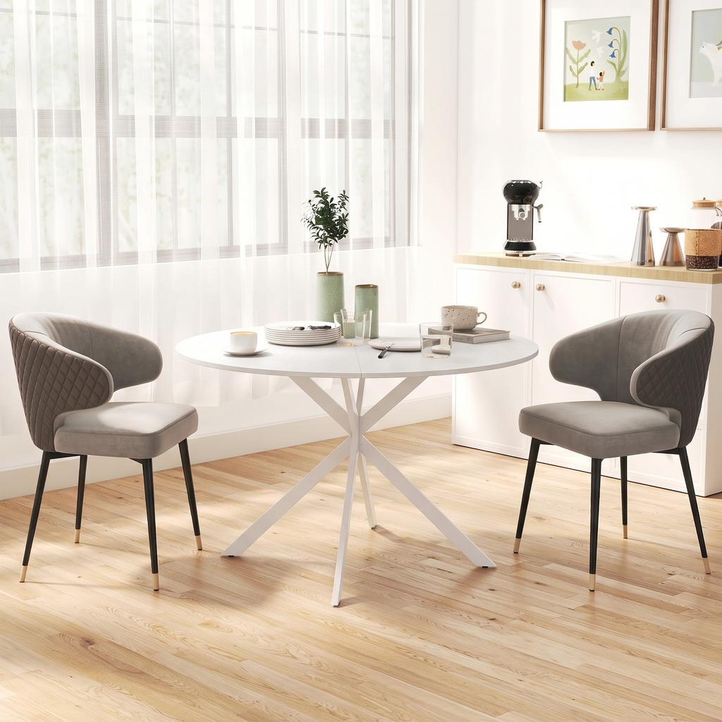 Round Dining Table for 4 People with Steel Frame Ø120x75 cm White