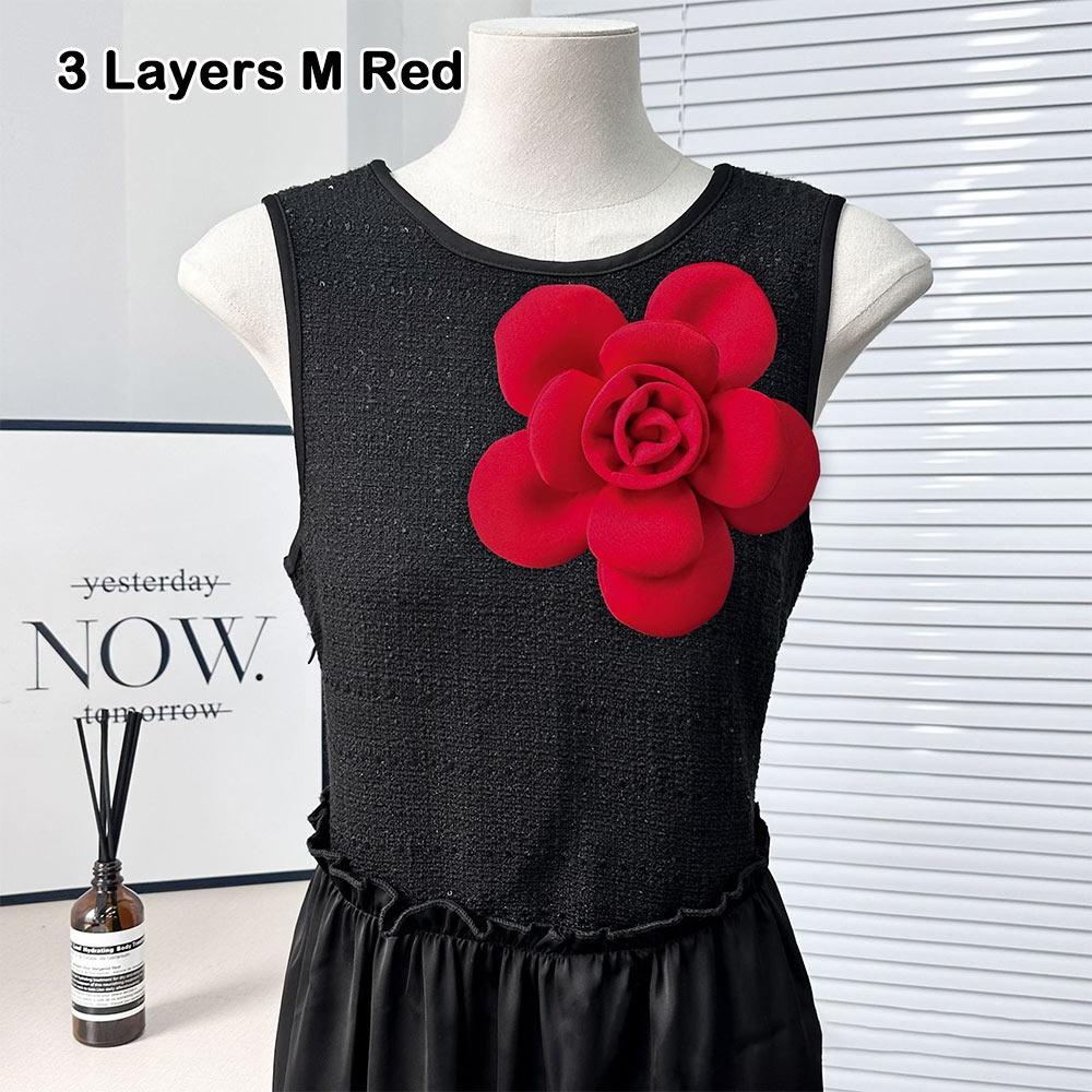 

DIY Chest Flower 3D Аксессуары для одежды Новые аксессуары для волос Свадебное платье Одежда Украшения 3 Layers M Red