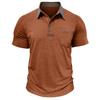 Men’s Short Sleeves T-shirts Lapel Collar Color Block Polo Shirts Chest Pocket Summer Tops Casual Wear