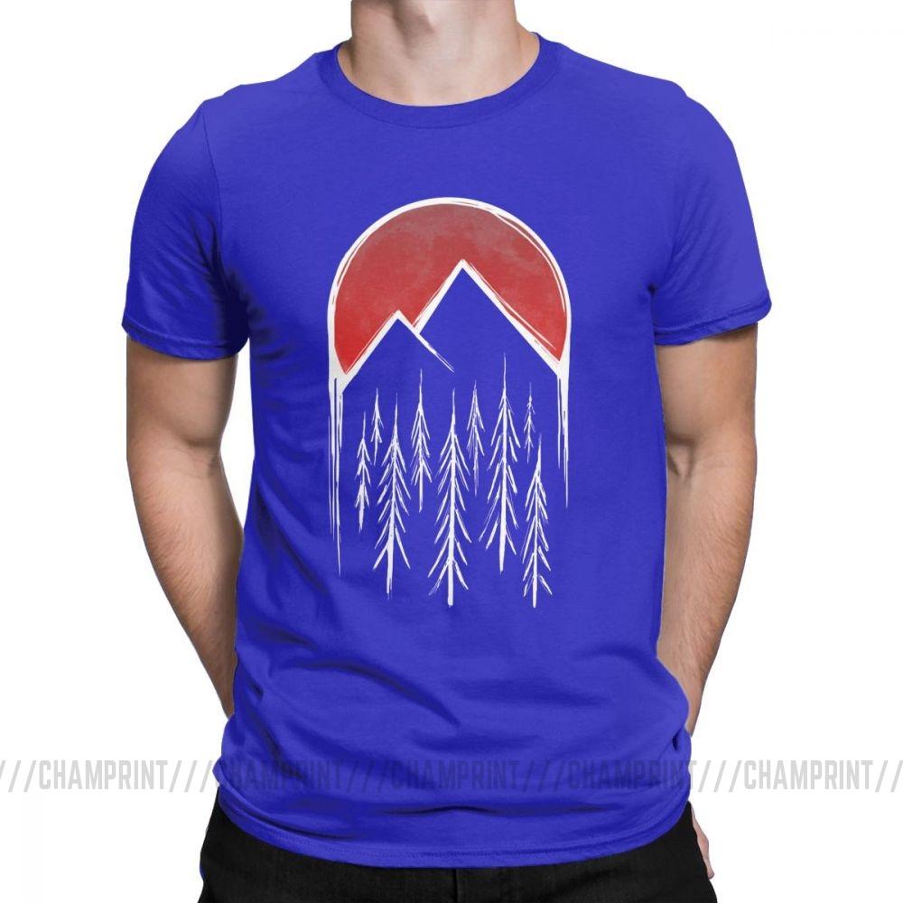 Twin Peaks T Shirts Men Red Pine Tree Moon High Quality Tops Short Sleeve
