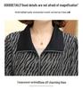 Middle-aged Women's Striped Long-sleeve Turn-down Collar Casual Jacket for Spring and Autumn