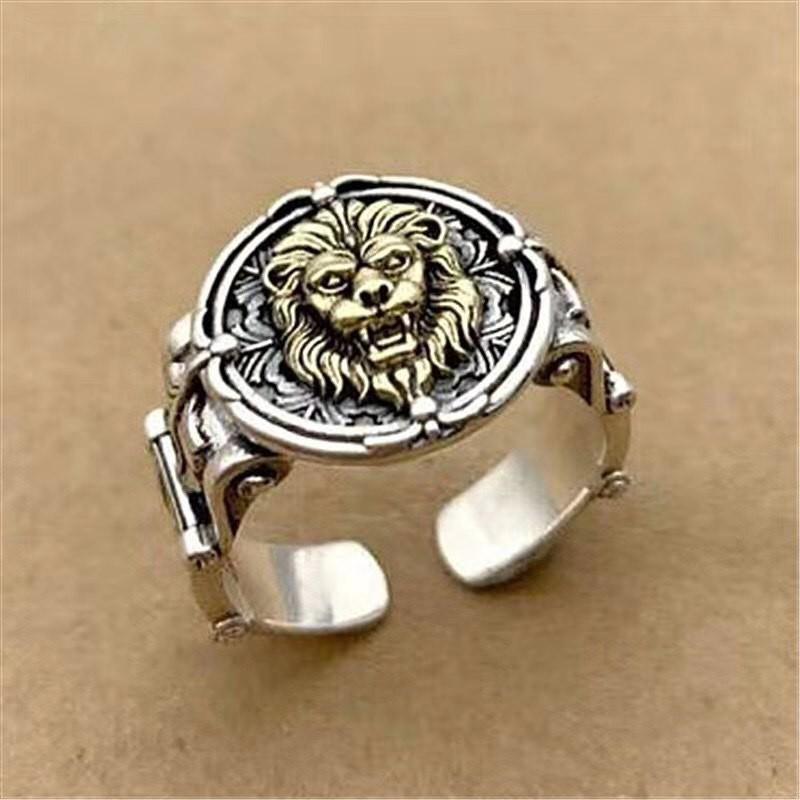 Mens Adjustable Lion King Ring Retro Vintage Style Plated Geometric Finger Men Women