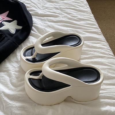 EVA dicksohlige hochhackige Zehensandalen für Damen Sommermode, kleine Leute erhöhen ihre Körpergröße Strand Zehensteg kühle Slipper