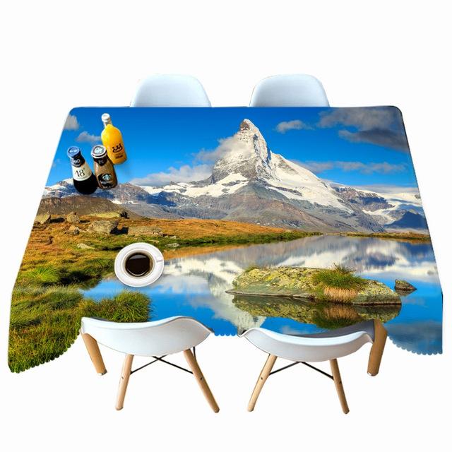 Față de masă din bumbac îngroșat peisaj natural model peisaj dreptunghiular/rotund pânză de masă pentru nuntă picnic petrecere