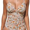 New Women's Sexy Belly Tuck-in One-piece V-neck Gathering Sexy Swimsuit Multi-colored Swimsuit