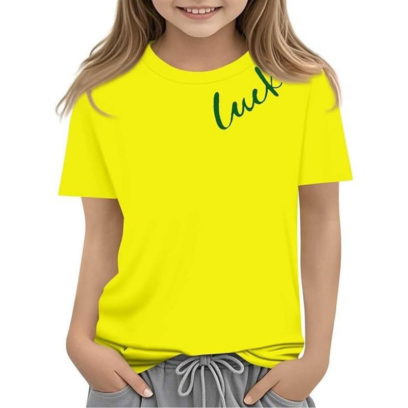 Summer Children's Clothing Breathable Comfortable Casual Fashionable Heart-shaped Pattern Women's Short Sleeved Round Neck T-shirt