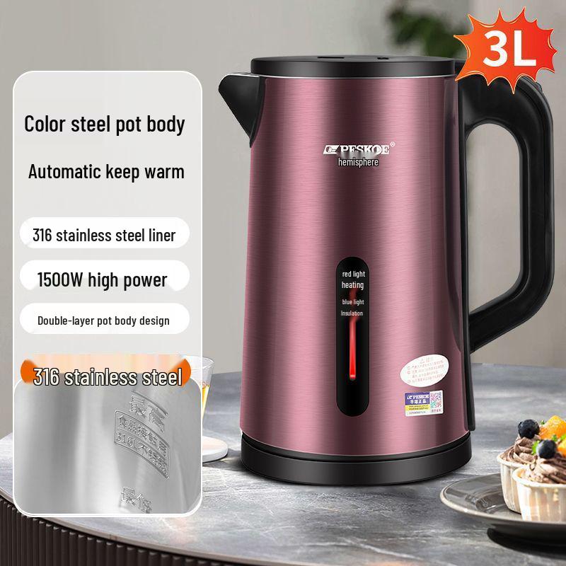 Smart Electric Kettle: 316 Stainless Steel, Baby-Safe, Large Capacity, Auto Keep Warm, Durable for Home Use
