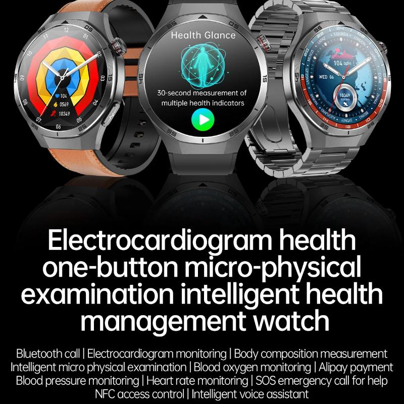 2025 Ny EKG+PPG Tre Høye Smartklokke Lipider Urinsyre Blodtrykk Smartklokke Menn NFC Sport HD Anrop Helseklokke for iOS Android
