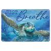 Tin Sign Just Breathe Underwater Sea Turtle Vintage Beach Wall Art Home Decor Metal Plaque   Coastal Nautical Retro Signs for Ba