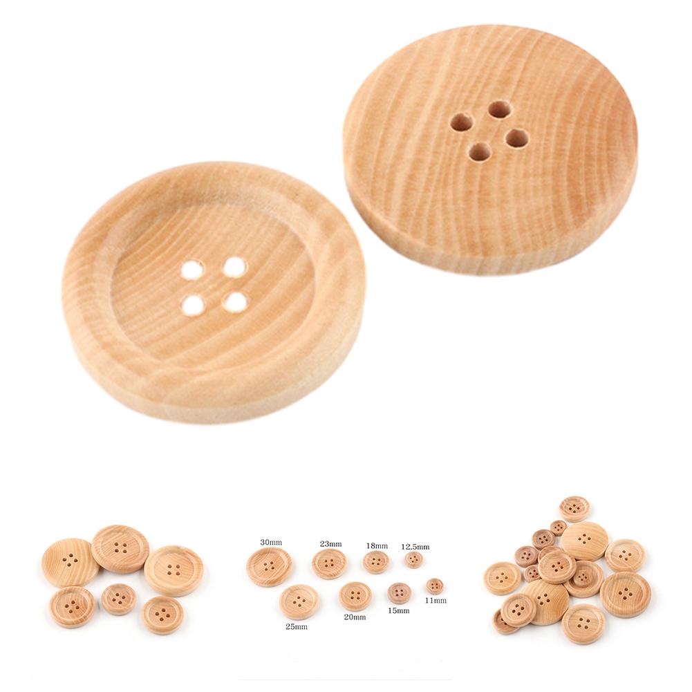 20PCS Natural Wood Tone Round Buttons 4 Holes Each for Sewing DIY Crafts and Garment Embellishment Lightweight and Ready to Use