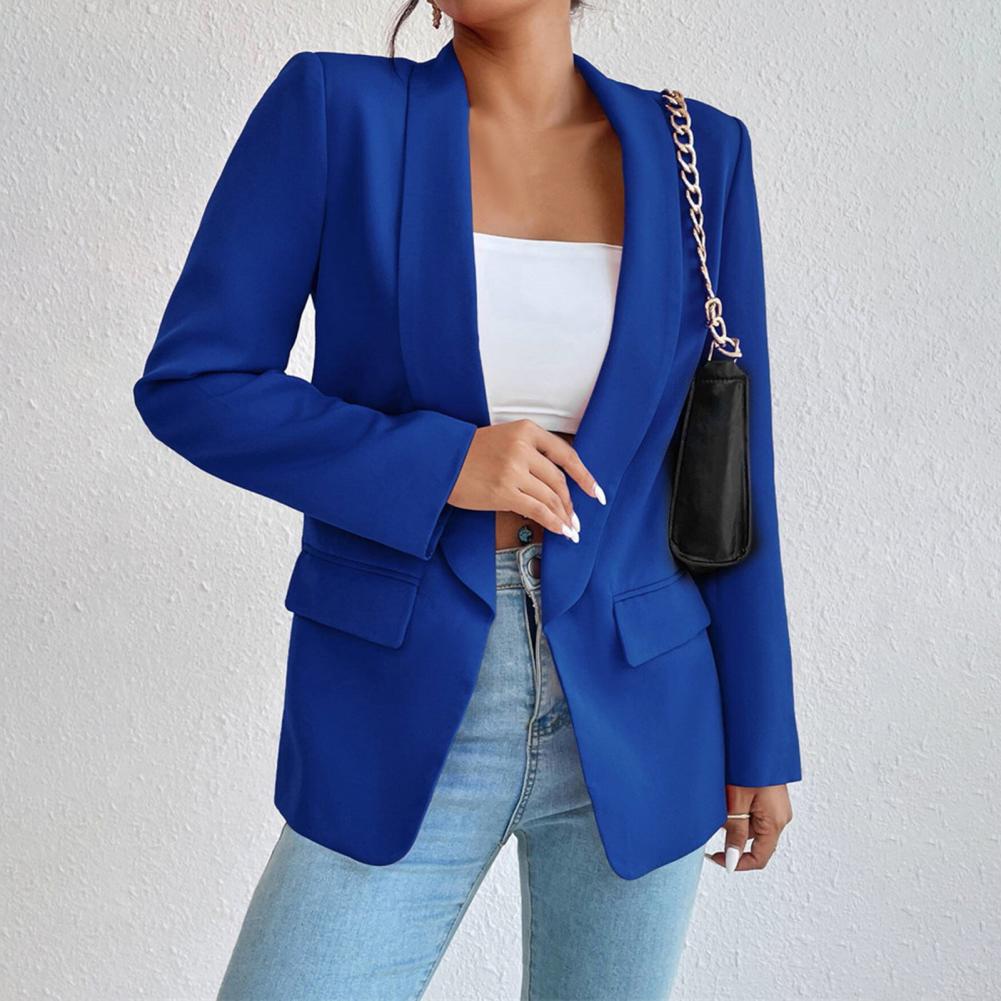 Women Suit Coat Lapel Long Sleeve Open Front Unbuttoned Placket Suit Jacket Single Color Comfortable Fit Fit Business Outwear