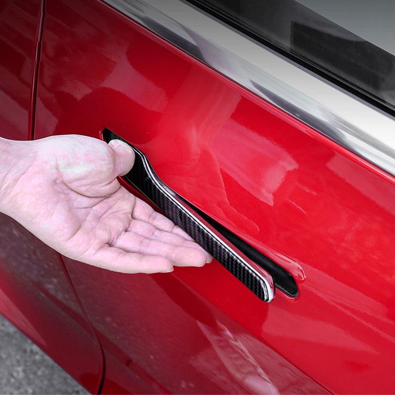 Tesla Model 3/Y Carbon Fiber Door Handle Sticker - Decorative Accessory