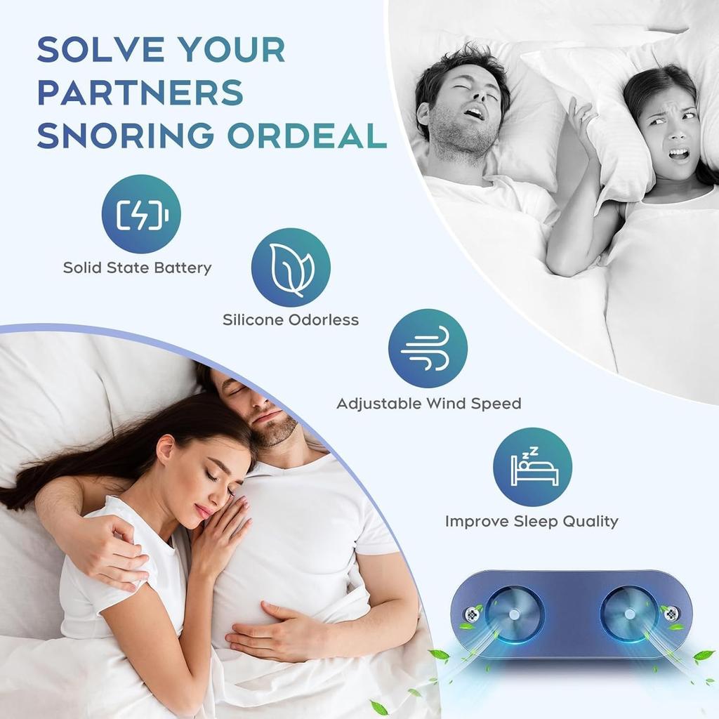 Anti Snoring Device for Men and Women, Double Vortex Stop Snoring Device,Electric Anti Snoring Devices, Adjustable and Breathable Snoring Machine