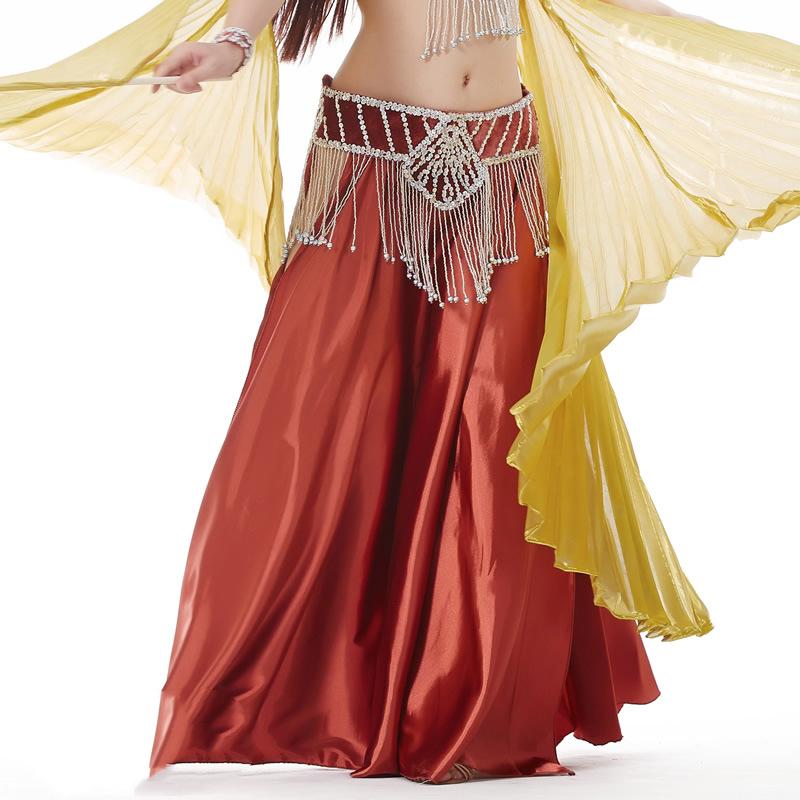 Double Slit Color Ding Skirt Belly Dance Big Swing Skirt Dance Skirt Belly Dance Stage Performance Skirt Color Shiny Skirt
