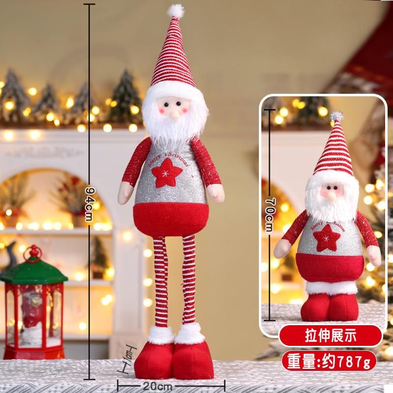 Christmas Retractable Red Striped Doll Christmas Retractable Old Man Snowman Elk Legs Doll Tabletop Ornament