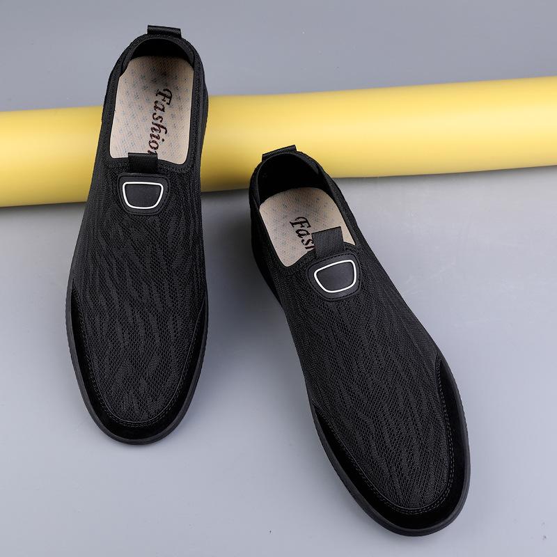 

Мужская обувь 2025 года, лето, новые ленивые туфли с одной педалью, дышащие, сетчатые, простые, ветрозащитные, с мягкой подошвой, удобные, повседневные, модные туфли 38 чёрный