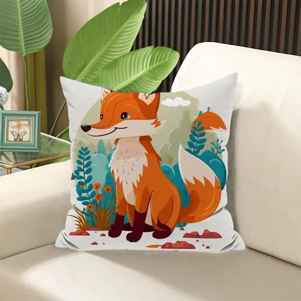 Cartoon Fox Pillow Cover Cushion Covers  ×  Stuffed Cushions Decorative Pillows for Sofa Cases × Elegant Room Sleep Home
