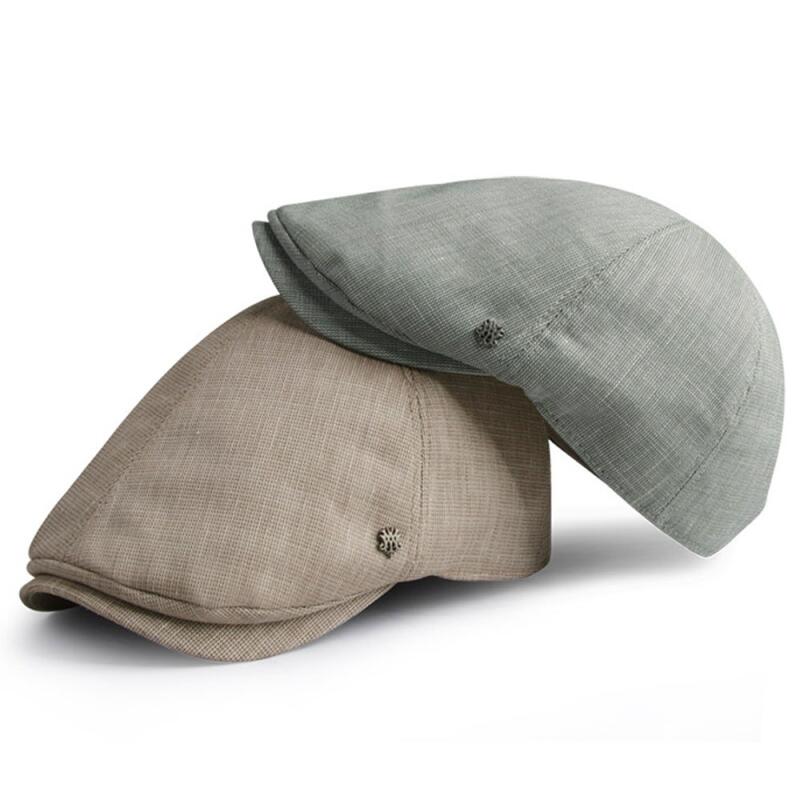 Oversized linen pastel hunting cap flat cap green