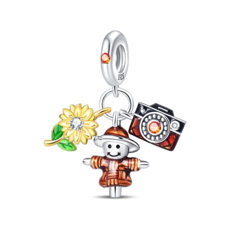 925 Silver Color Fashion Squirrel Maple Leaf Honey Autumn Series Charms Bead Fit 3mm 925 Original Bracelets Fine DIY Jewelry