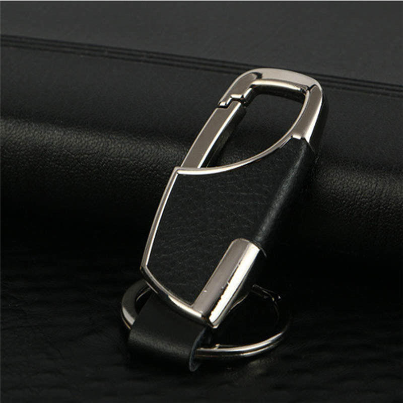 Nieuwe Mannen Creatieve Metalen Leer Sleutelhanger Ring Sleutelhangertje Auto Sleutelhanger Sleutelhanger Cadeau