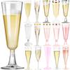 50pcs Disposable Plastic Champagne Glasses Cocktail High Footed Glasses Crystal Glasses Imitation Glass Wedding Party Supplies
