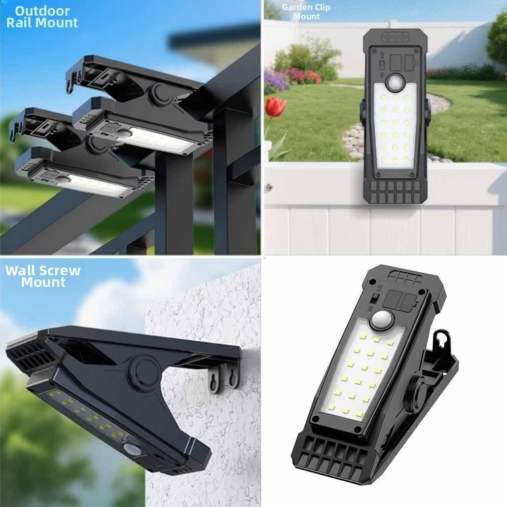 Clip On Solar Clip-on Lamp 3 Modes Waterproof Garden Wall Light Solar Powered Smart Sensor Solar Fence Light Outdoor