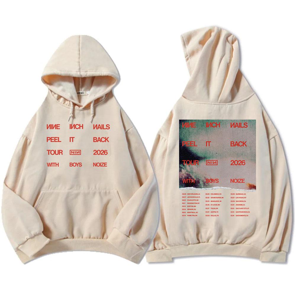 Nine Inch Nails Peel It Back 2026 Tour Hoodies NIN Rock Band Graphic Print Sweatshirts Long Sleeve Winter Hooded Pullovers