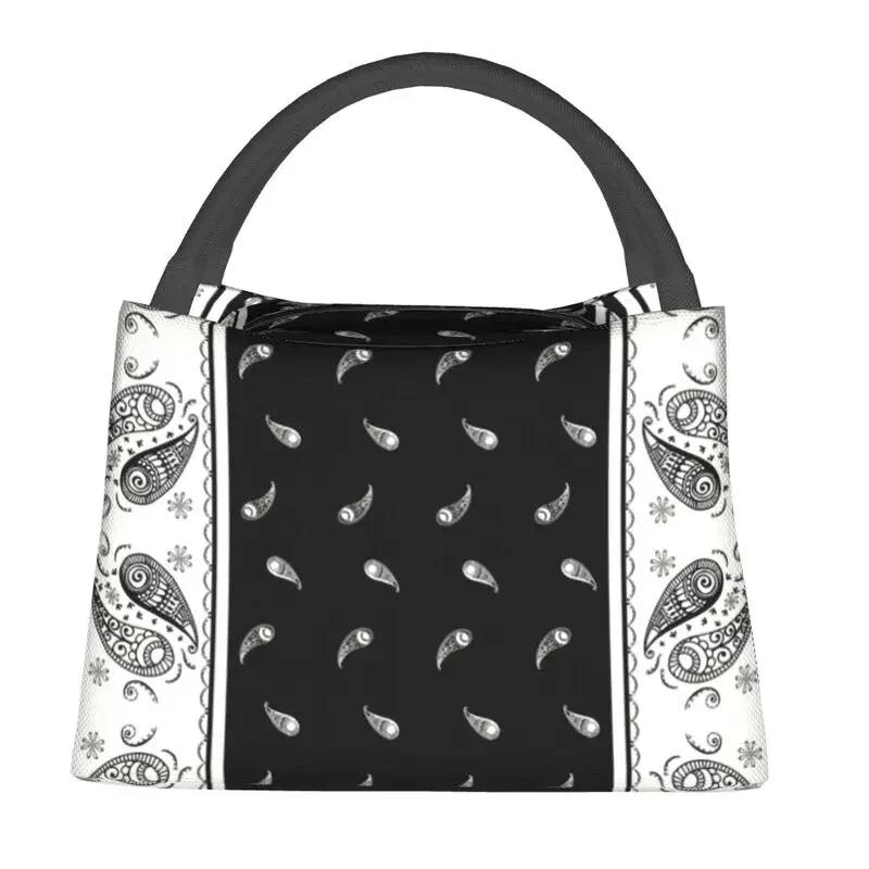 Geantă de prânz personalizată clasică Paisley cu model de bandană pentru femei, răcitor termic, cutie de prânz izolată pentru picnic, camping, muncă, călătorii