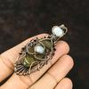 Evil Eye Fluorite Gemstone Pendant Copper Wire Wrapped Pendant Moonstone Jewelry Handmade Copper Wire Jewelry Evil Eye Pendant Birthday Gift
