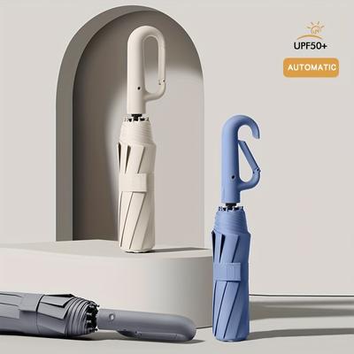 Umbrella Automatic Folding Hook Handle, Sunshade And UV Protection, Rainproof Travel Umbrella