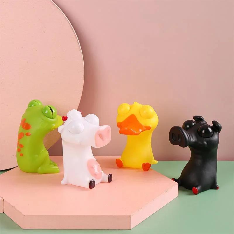PVC Cartoon Animal Little Pig Yellow Duck Eyes Closed  Office Pressure Release Toy Squeeze Ball Living Room Decoration