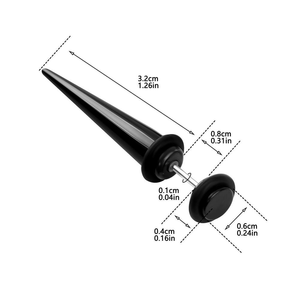 Schwarze Acryl Kegel Ohr Dehnstäbe - Punk Piercing Schmuck
