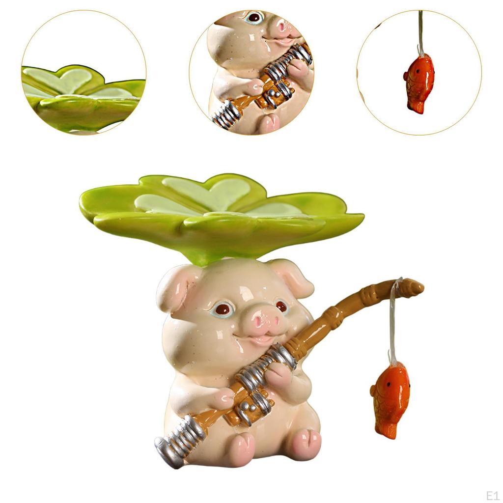 Mini Pig Statue Resin Miniature Sculpture Collections Fishes Tank Decoration Animal Fishing Figurine