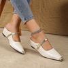 Pointed Single Shoes Women's New Color Matching Soft Sole Low Heel Word with Velcro Inner Height Increase Mary Jane Shoes