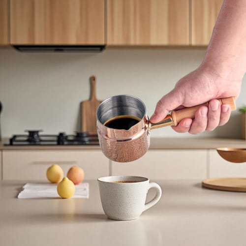 IMEEA Milk Pan, Saucepan, 18-10 Stainless Steel, Induction Compatible, 400ml, with Spout, Antique Gold