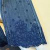 Stylish Rhinestone Embroidered Micro-Flare Jeans with Fleece Lining for Petite Women, 2026 Spring/Winter Collection.