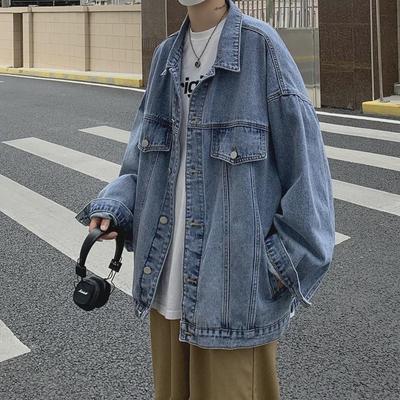 Pánská oversized americká retro džínová bunda - trendy, stylové pracovní oblečení na jaro/podzim