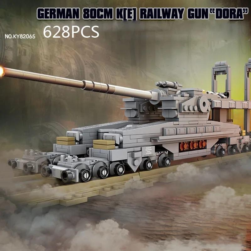 628PCS WW2 Dora 800mm Eisenbahngeschütz Militärkanone MOC Bausteine Steine Modell Armeewaffe Panzer Kinderspielzeug Erwachsener Kinder Junge Weihnachtsgeschenk