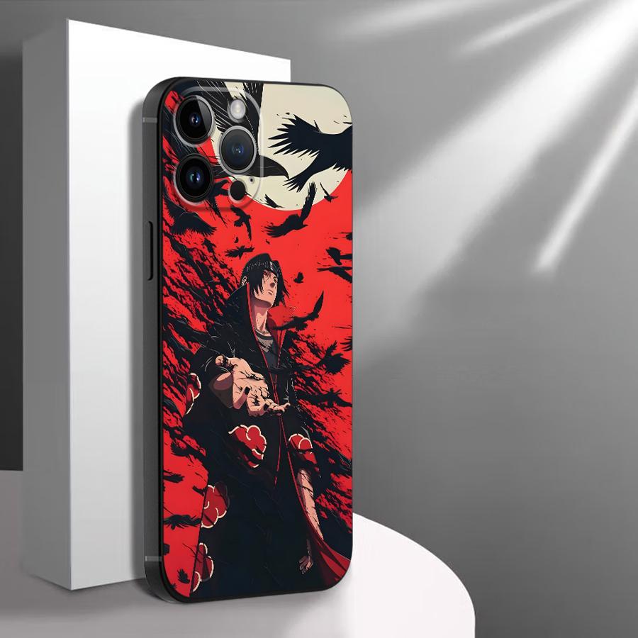 Case for iPhone 15 16 14 Plus 7 8 13 12 11 17 Pro Max XS Max XR 17Air Black Soft Phone Cover Cool Uchiha Itachi
