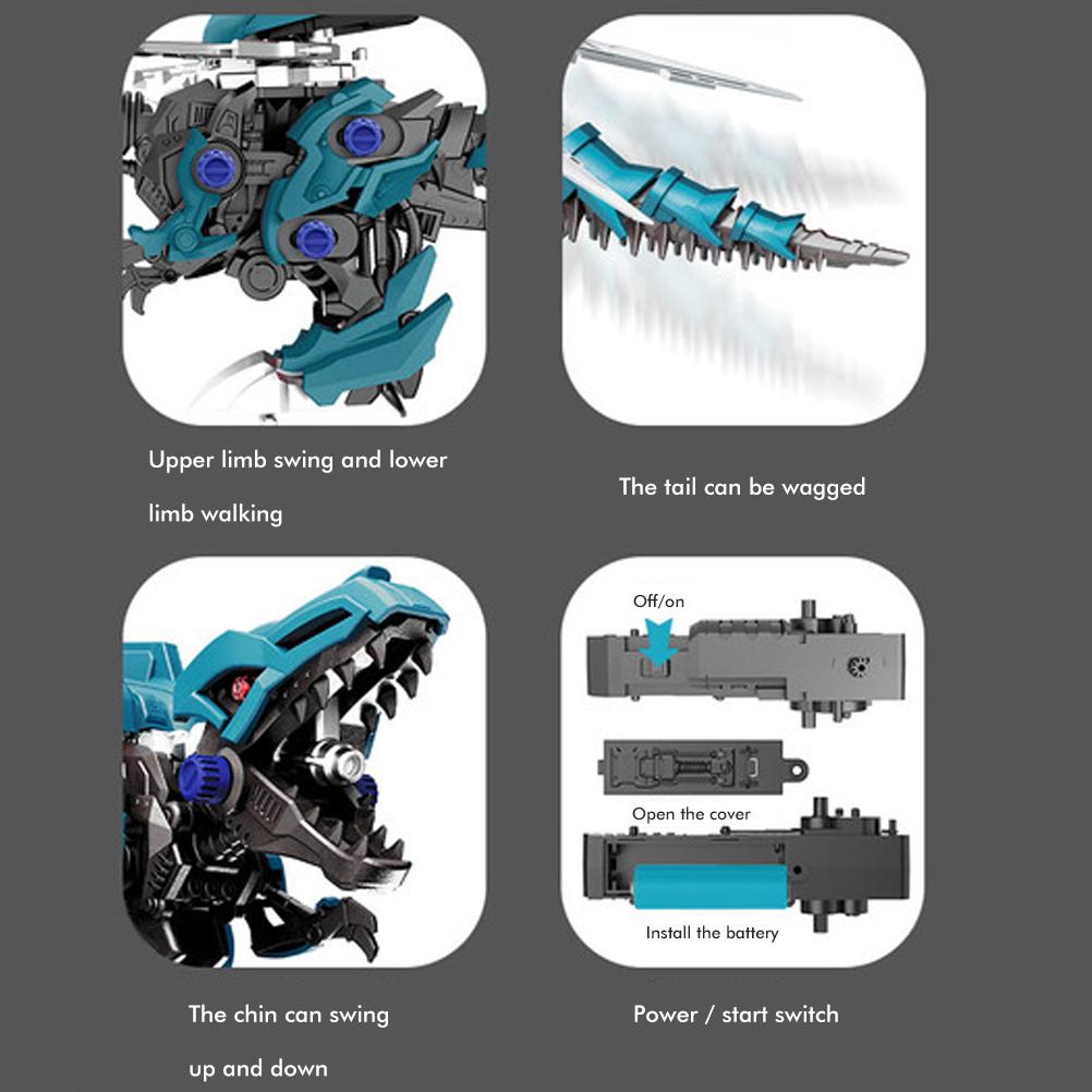 Children s Electric Dinosaur Assembly Puzzle Toy Movable Mechanical Dinosaur Model Toy for Children Building Block Toy