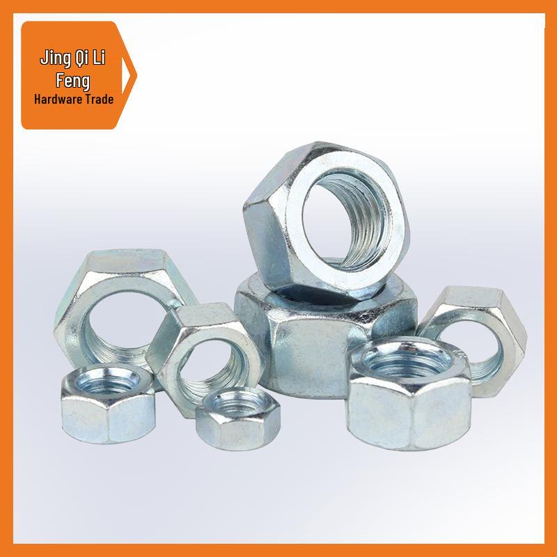 GB 4.8 Grade Blue-White Zinc Plated Galvanized Carbon Steel Hex Nut