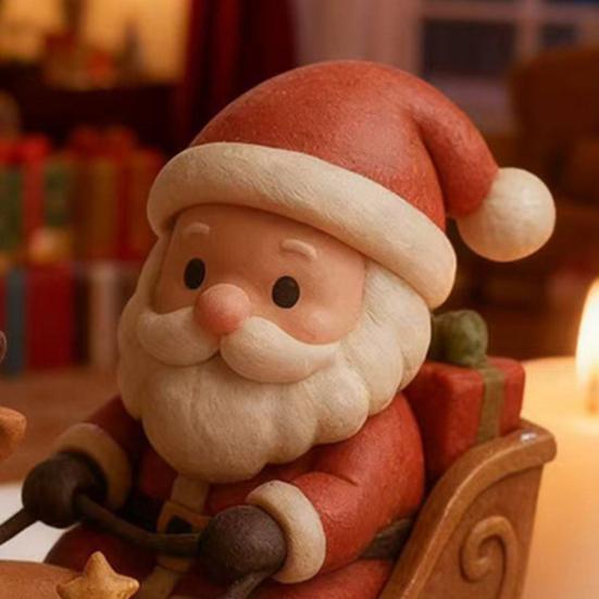 Santa Claus Reindeer Sleigh Resin Figurine Handcrafted Christmas Tabletop Decor Holiday Gift for Family Friends