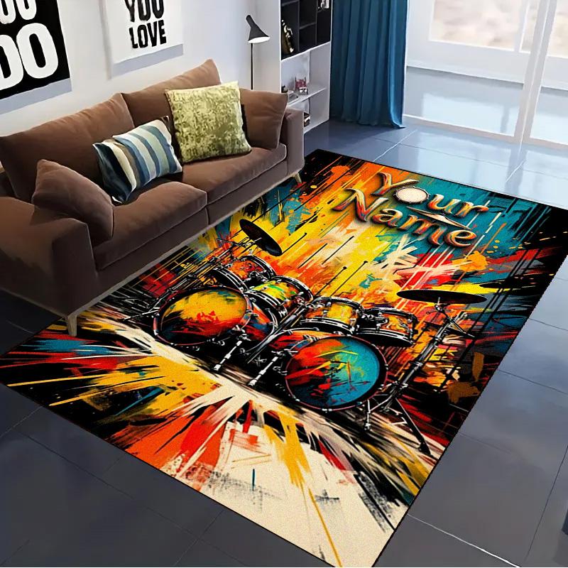 Name Custom Drum Carpet Rug for Living Room Bedroom Home Sofa Decoration,Kids play Non-slip Floor Mat